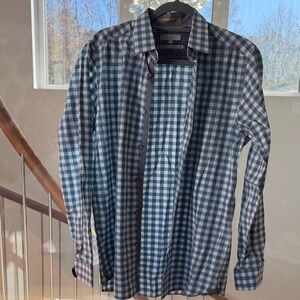 Ted Baker Navy and White Checkered Men's Shirt